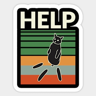 Vintage Funny Cat Cucumber Meme Sticker